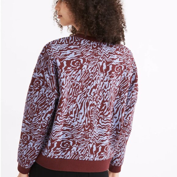 NWT MADEWELL Purple Cotton Oversized Sweatshirt in Tiger Print SZ Small - Picture 4 of 7